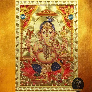 Ananta Ganesh ® รูป แผ่นทองพระพิฆเนศ (เน้นเงิน งาน ความรัก) ปางประทานพร ลิขสิทธิ์แท้ ผ่านพิธีสวดโบราณ A202 AG