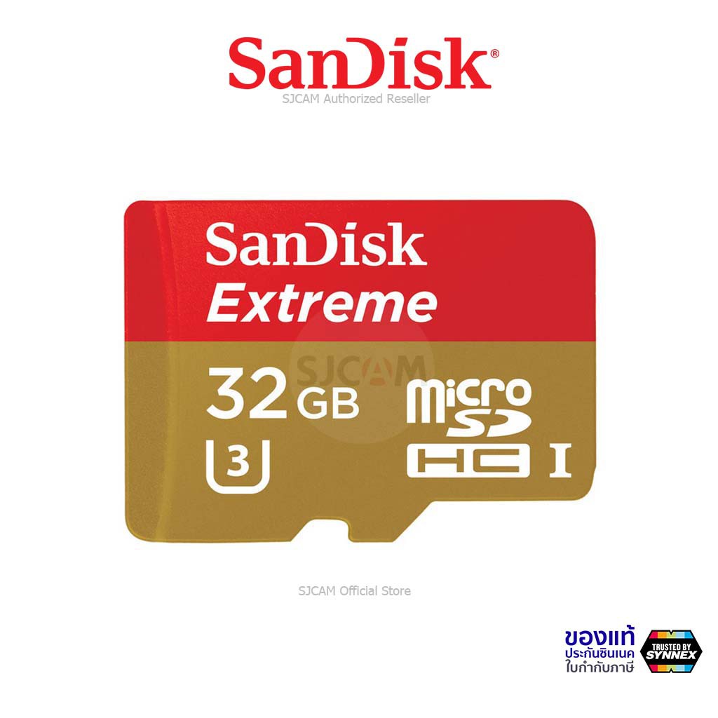 ภาพหน้าปกสินค้าSandisk Extreme Micro SD Card 32GB Speed 100Mb/s เขียน 60mb/s (SDSQXAF-032G-GN6MN ) Memory กล้องแอคชั่น Eken SJCAM Gopro