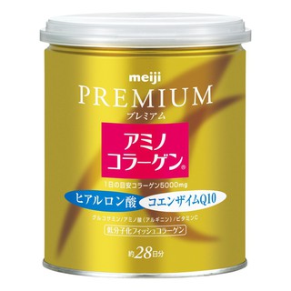 Meiji Amino Collagen Premium + Hyaluronic Acid + CoQ10 กระป๋อง 200g. / ซอง 214g (รีฟิล)