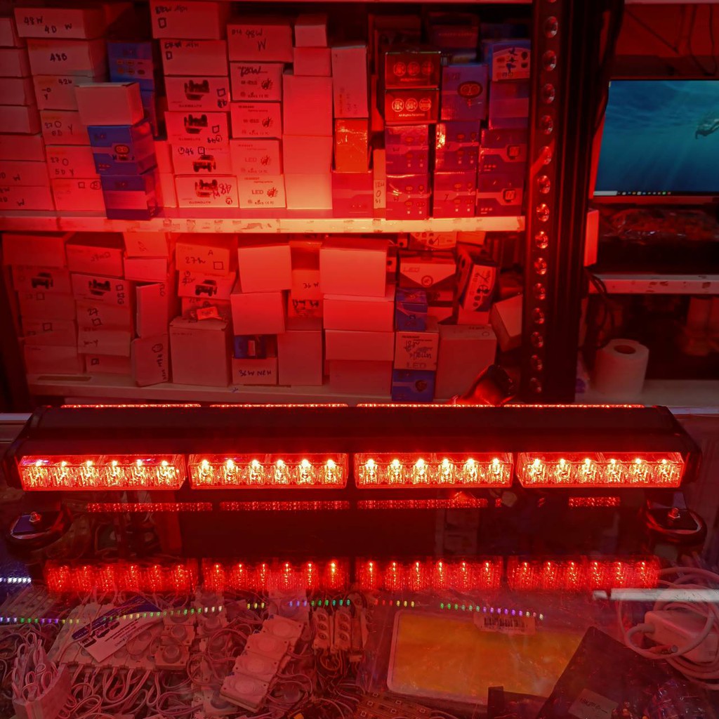 ไฟ-led-ไฟไซเรน-แดง-แดง-ไฟฉุกเฉิน-ไฟกู้ภัย-ไฟซเรนติดหลังคา-60cm-4ท่อน-2หน้า-ไม่มีข้าง-3w-12v-พร้อมขาแม่เหล็ก