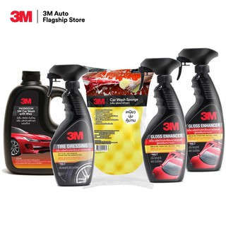 3M Set แชมพูล้างรถ PN39000W + PN39042LT (เคลือบยาง) + ฟองน้ำล้างรถ 3M + (2 ขวด) สเปร์ยเคลือบเงา PN39034LT