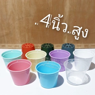 ภาพหน้าปกสินค้ากระถางกลมสูง 4 นิ้ว กระถางพลาสติก ขาว ใส ฟ้า มิ้น ส้ม อิฐ ชมพู เขียว เทา เหลือง กลม กระถางกระบองเพชร กระถางแคตตัส กระถาง ที่เกี่ยวข้อง