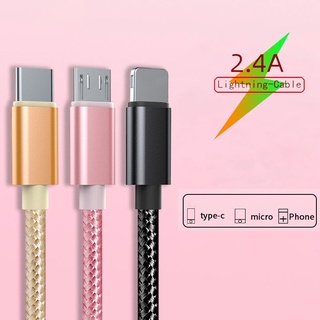 สายชาร์จ Micro USB 2.4A Micro USB Type-C สําหรับ IOS iphone Android