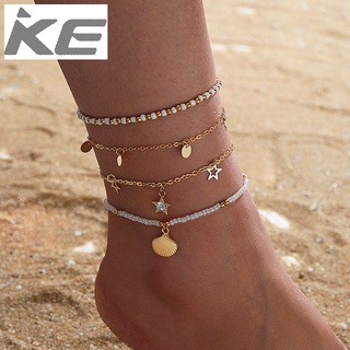 Jewelry Beaded Star Disc Anklet Set of Four Pearl Shell Anklet Set for girls for women low pri