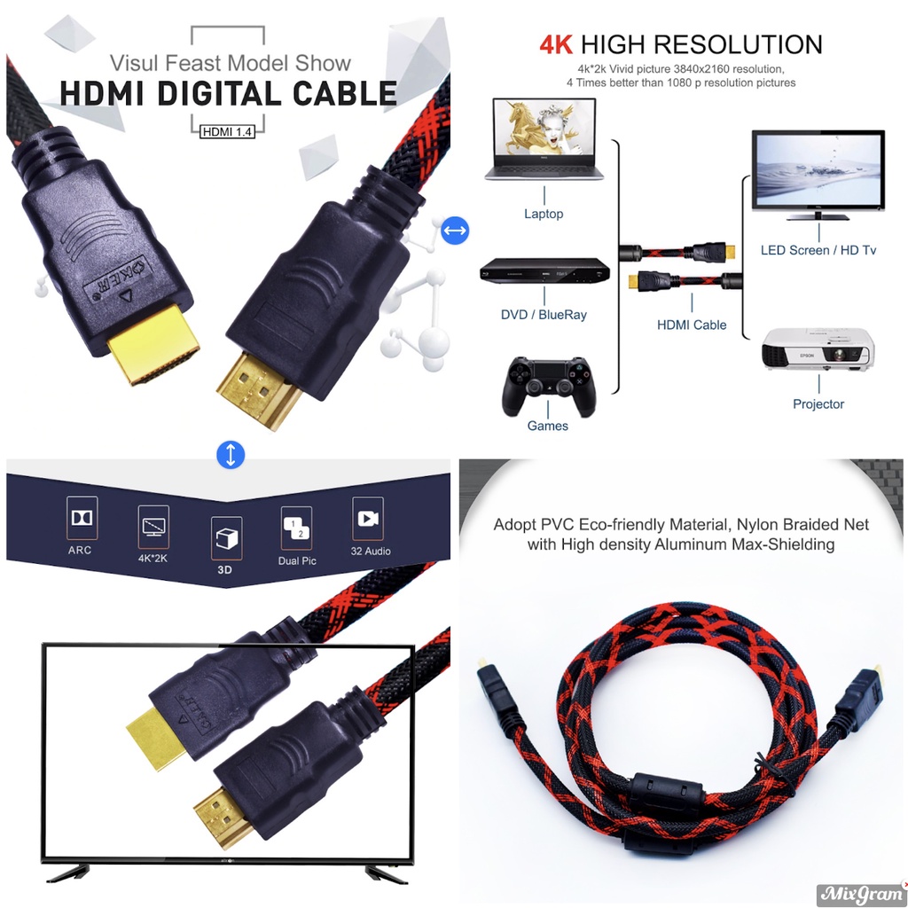 ส่งเร็ว-oker-hdmi-cable-สาย-hdmi-oker-แบบถัก-hd-401-แบบแบน-hd-301-1-8m-hdmi-1-4-gold-digital-video-cable