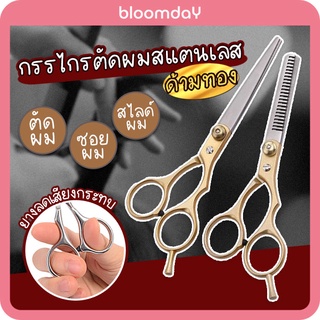 กรรไกรตัดผม กรรไกรซอยผม ด้ามทอง🌸 Barber Scissors จัดแต่งทรง สไลด์ผม ทั้งชายหญิง วัสดุสแตนเลส ไม่ขึ้นสนิม 1 ชิ้น