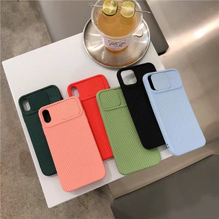 ราคาและรีวิวเคสซิลิโคนฝาสไลด์ปิดกล้องลายทาง iPhone 11 11Pro 11ProMax 12mini 12/12Pro 12Maxกล้องป้องกันกล้องสไลด์สีลูกกวาดแบบครอบคลุม