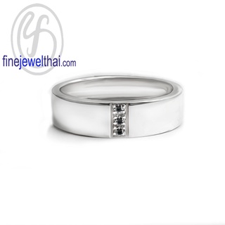 Finejewelthai-แหวนนิล-นิลแท้-แหวนพลอย-แหวนเงินแท้-พลอยประจำเดือนเกิด-Black-Spinel-Silver-Ring-Birthstone-R1420on