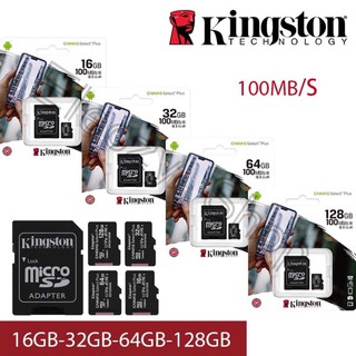สินค้า Kingston Micro SD Card 16GB/32GB/64GB/128 GB (SDCS2) Canvas Select Plus Class10 UHS-I 100MB/s มี SD Adapter(100％)