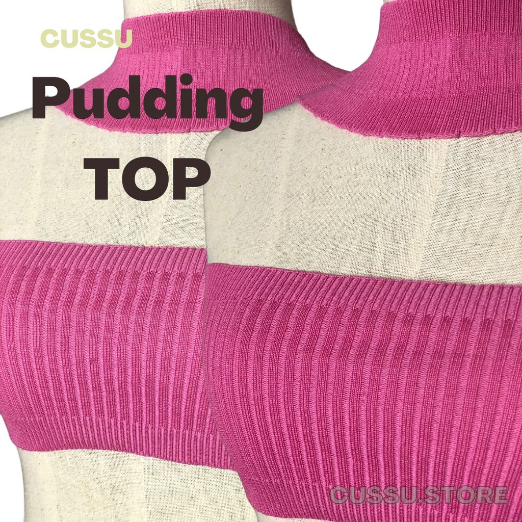 cussu-pudding-top-ครอปผ้าร่อง-เสื้อเกาะอก-เสื้อคล้องคอ-ชมพู