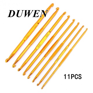 DUWEN ตะขอถักโครเชต์ แบบสองด้าน สีทอง 11 ชิ้น