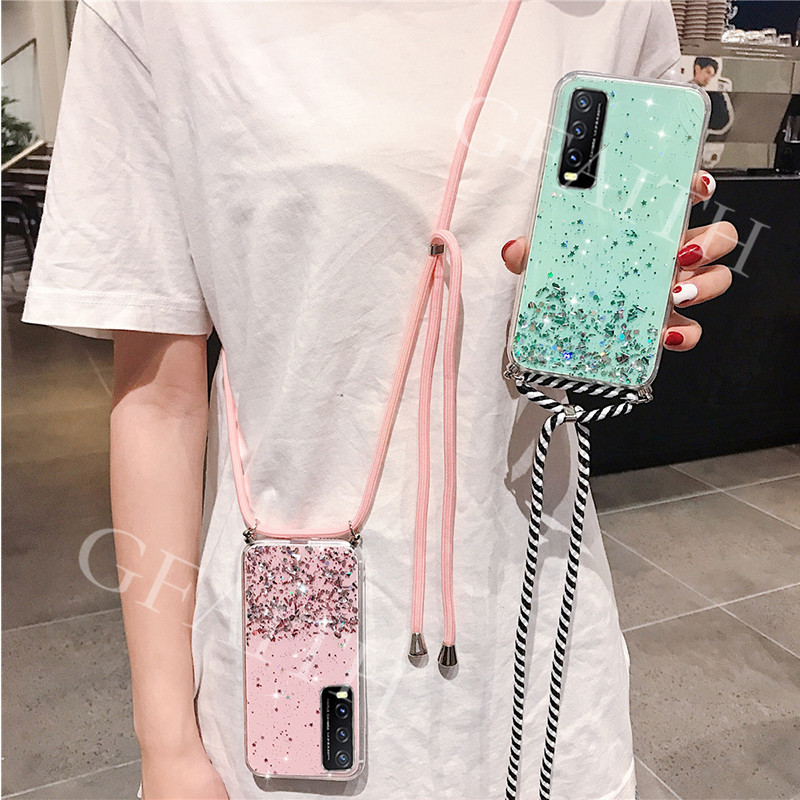 เคสโทรศัพท์-vivo-y12s-y20-casing-soft-case-2020-new-style-lanyard-bling-glitter-sequins-transparent-cover-with-shoulder-strap-case-เคส