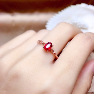 แหวนทับทิมคริสตัลสีแดงโรสโกลด์ 925 สําหรับผู้หญิง