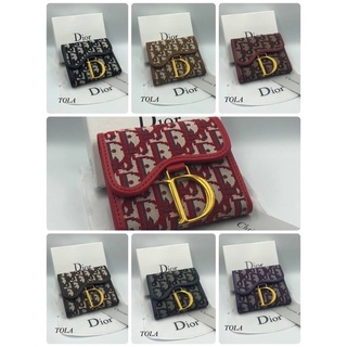 MS กระเป๋าปั้มแบรนด์ DR กระเป๋าสตางค์ใบสั้น ผ้าทอลาย