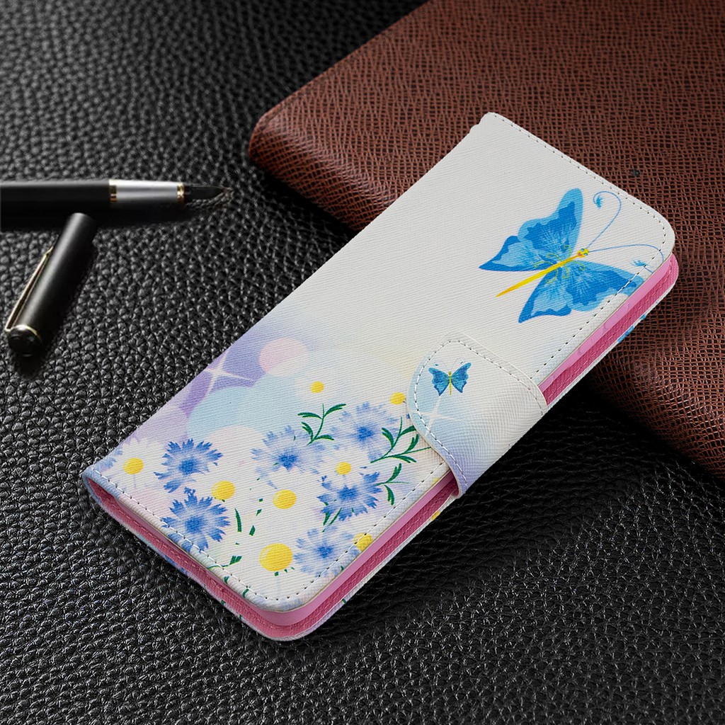 เคส-galaxy-มีสีสัน-ทาสี-ผิวหนัง-กรณี-s21fe-s20fe-s21-s20lite-s21ultra-colorful-painted-leather-case-wallet-holder-cardslot-cartoon-samsung-s21plus