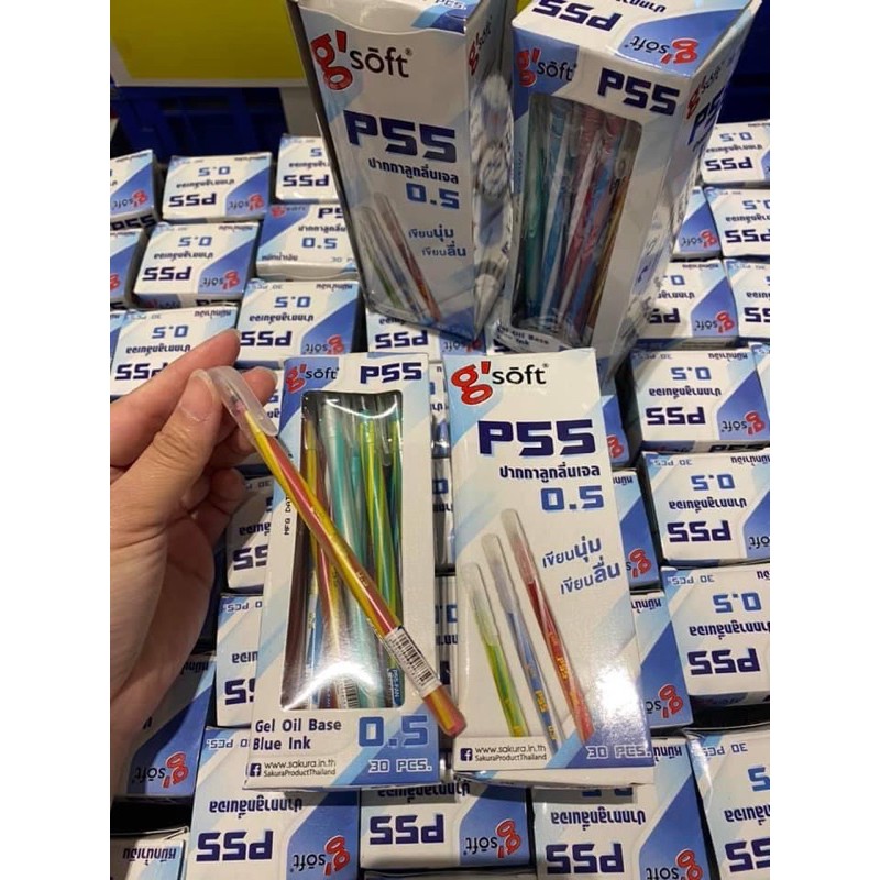 ขาย-1-ด้าม-gsoft-gel-oil-base-blue-lnk-p55-ด้ามละ-ปากกาลูกลื่นเจล-หมึกน้ำมัน