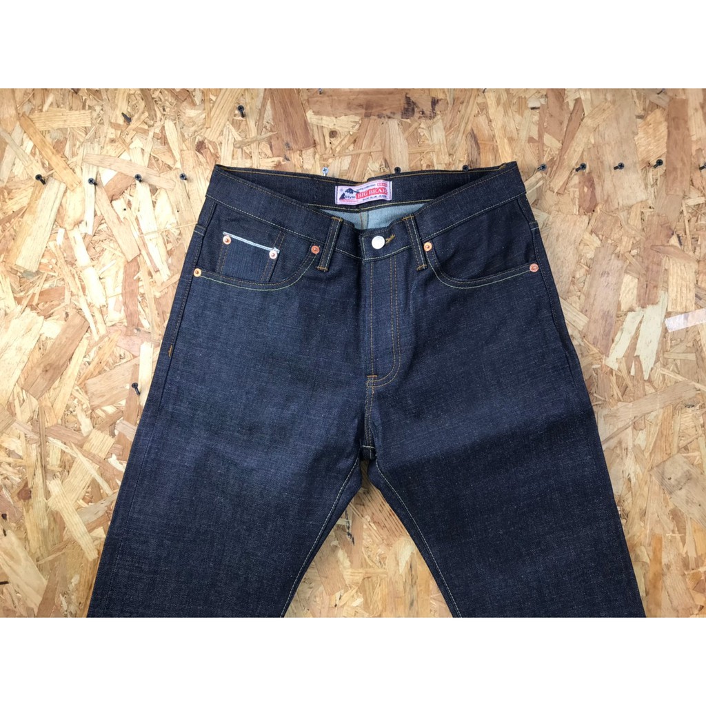 กางเกง-bigbear-jeans-ทรงกระบอกเล็ก-ผ้าด้านริมแดง-ผ้าดิบ-สีบลู-รหัสสินค้า-011-01-41-05-000