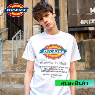 Dickies เสื้อยืดคอกลมแขนสั้นพิมพ์ลายโลโก้สําหรับผู้ชายและผู้หญิง