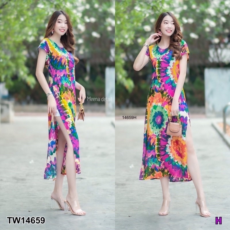 pe14659-set-2ชิ้น-เสื้อตัวยาว-คอกลมแขนสั้น