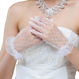 สินค้า R-R ถุงมือตาข่ายลูกไม้ถุงมือความยาวข้อมือถุงมือแต่งงาน