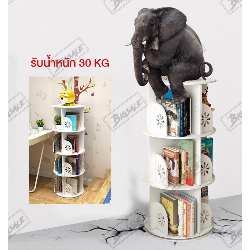 ชั้นวางหนังสืออเนกประสงค์-หมุนได้-หมุน-360-องศา-ชั้นวางหนังสือ-ชั้นวางของจัดระเบียบ-ประหยัดพื้นที่-มีหลายขนาดให้เลือก