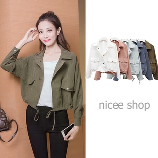 สินค้า 🔥ส่งไวจากไทย🔥 เสื้อแจ็กเก็ต เสื้อแขนยาว สไตล์เกาหลี เสื้อผ้าแฟชั่น ผู้หญิง: สีขาว