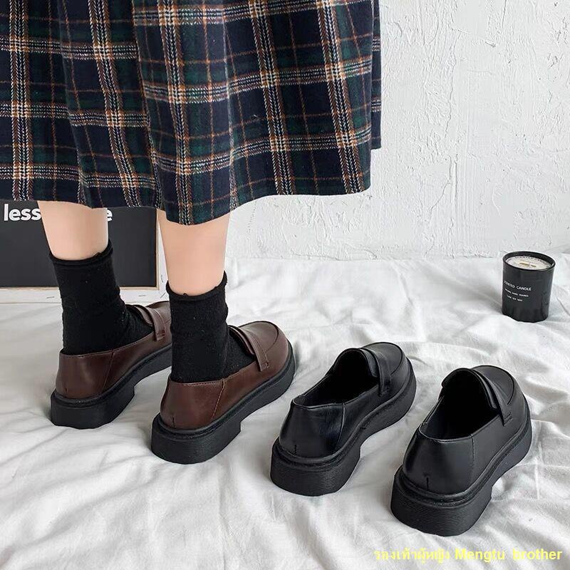 จัดส่งทันที-รองเท้าหนังขนาดเล็กผู้หญิงอังกฤษญี่ปุ่นjkรองเท้าเครื่องแบบใหม่รองเท้าส้นแบนขี้เกียจ