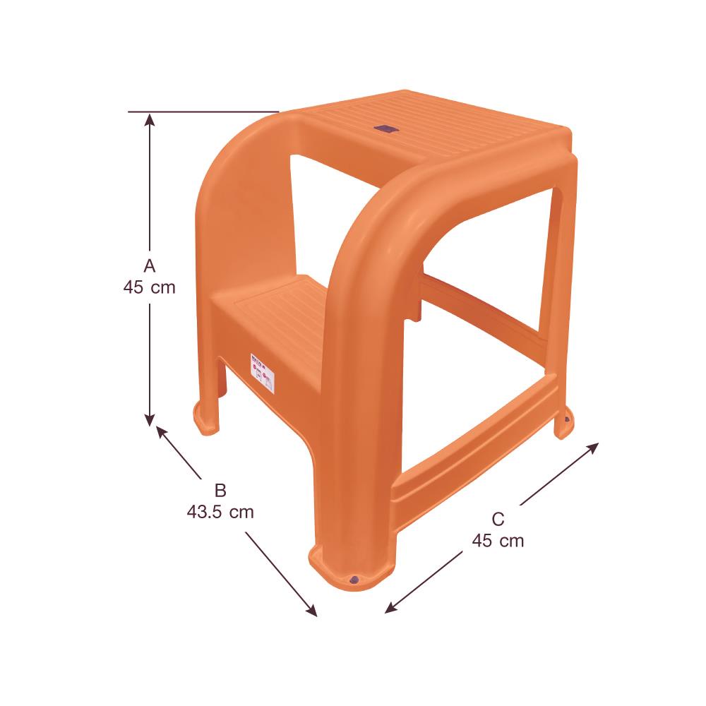บันไดทางเดียว-2-ขั้น-matall-สีส้ม-บันไดสเต็ป-step-stool-matall-2-step-orange