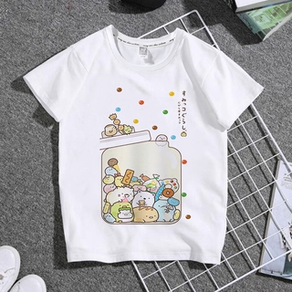 ใหม่ เสื้อยืดลําลอง แขนสั้น คอกลม พิมพ์ลายการ์ตูน Sumikkogurashi น่ารัก สีขาว ใส่สบาย เหมาะกับฤดูร้อน สําหรับเด็กผู้หญิง