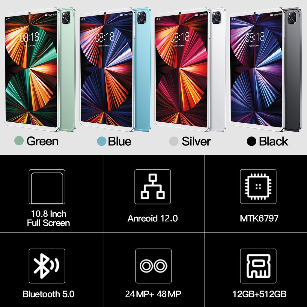 ภาพหน้าปกสินค้า2022 ใหม่แท็บเล็ตพีซี Sansumg แท็บเล็ตพีซี 12GB+512GB 10.8นิ้ว HD หน้าจอขนาดใหญ่ Android12 แท็บเล็ตพีซีแท็บเล็ตราคาถูก จากร้าน 2dq6mbz1lt บน Shopee