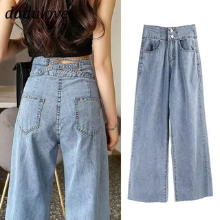 DaDulove💕 New Ins Super Ham Wide Leg Pants Korean Version Light Blue Backless Jeans Retro Loose Hot Pants