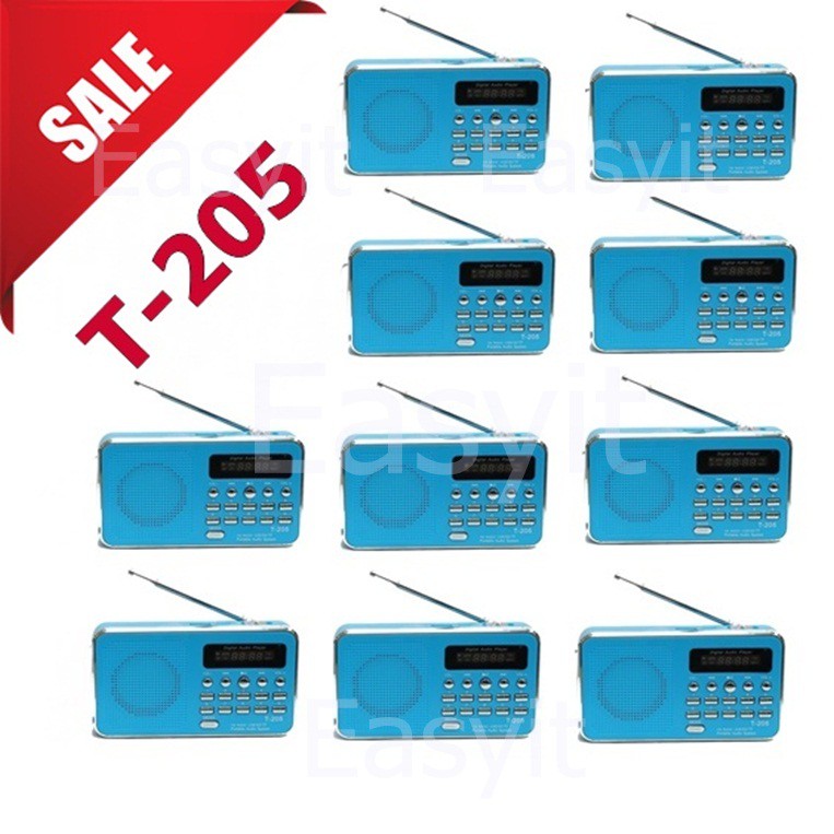 10เครื่องสีฟ้า-ลำโพงวิทยุ-ลำโพง-mp3-usb-sd-card-micro-sd-card-รุ่นt-205
