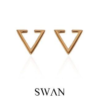 สินค้า SWAN - Triangle Cuff ต่างหูเงินแท้ ทรงเหลี่ยม คล้องหู ไม่ต้องเจาะ เงินเกลี้ยง