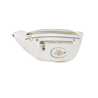 โปรโมชั่น : PLAYBOY กระเป๋าคาดอกคาดเอวผู้หญิง รุ่นST-BS231PB078R1-WH ดีไซน์2 ซิปหน้า โลโก้พิมพ์ลายวงรี สีขาว