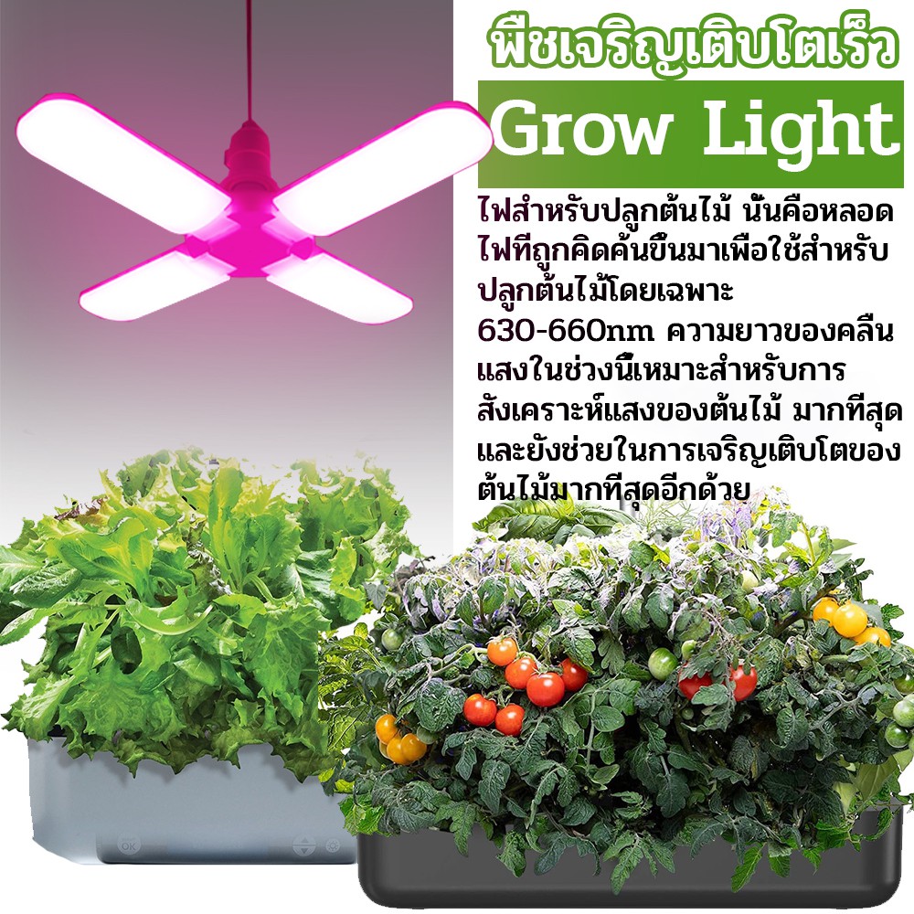 หลอดไฟปลูกผักไฮโดรโปนิกส์-รุ่น-ใบพัด3แฉก-45w-led-grow-light-ขั้วเกลียว-e27-ประหยัดไฟ-ช่วยการเจริญเติบโตของพืช-ปลูกต้นไม้