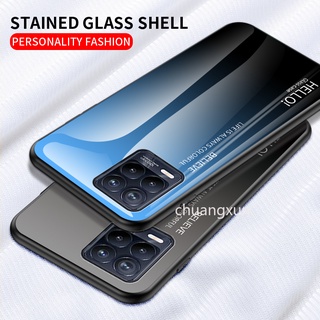 เคสโทรศัพท Realme 8 5G 4G 7 5G C21 Protective Phone Case เคส Gradient Color TPU Soft Frame Tempered Glass Explosion Proof Phone Back Cover