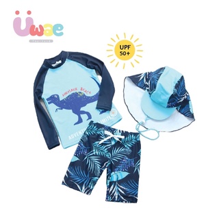 สินค้า Uwae ชุดว่ายน้ำเด็ก ชุดว่ายน้ำเด็กชายกันรังสียูวี Dino Forest UV167