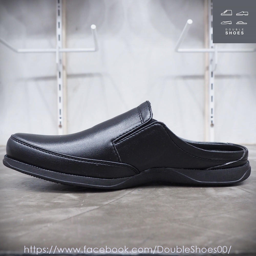ภาพสินค้ารองเท้าหนังเปิดส้น เย็บพื้น สีดำ ยี่ห้อ Agfasa รุ่น A303 ไซส์ 39-45 จากร้าน doubleshoes บน Shopee ภาพที่ 4