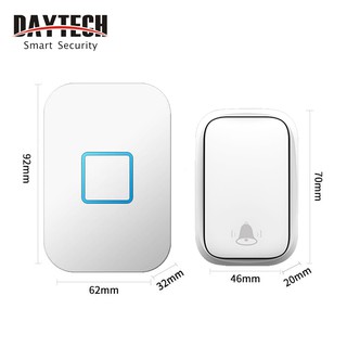 Daytech ออดประตูไร้สาย ไม่ต้องใช้แบตเตอรี่ 60 โทนเสียง พร้อมชุดปุ่มกด (DB09WH)