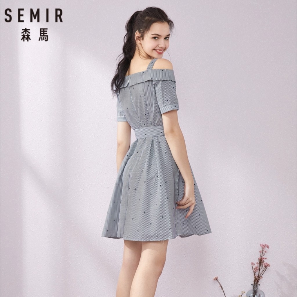 sale-พร้อมส่ง-semir-grey-pinstripe-dress