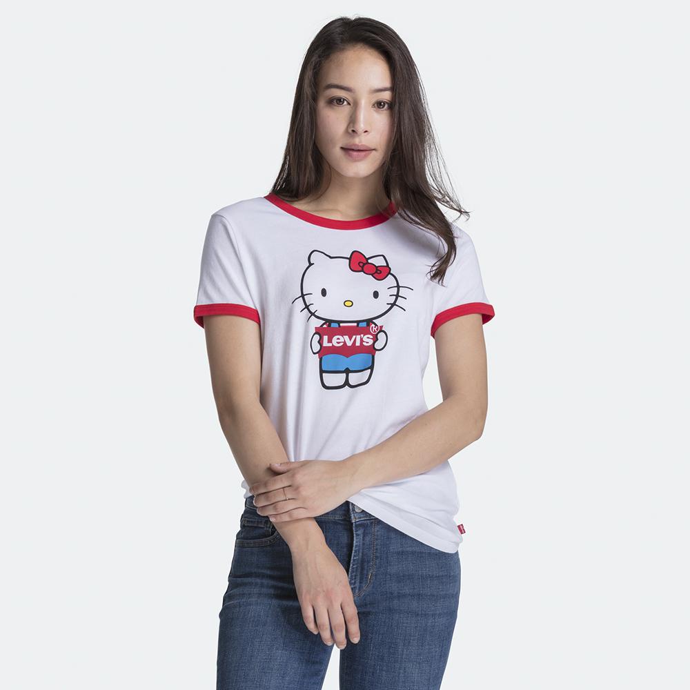 เสื้อยืดlevis-hello-kitty-perfect-ringer-graphic-tee-white