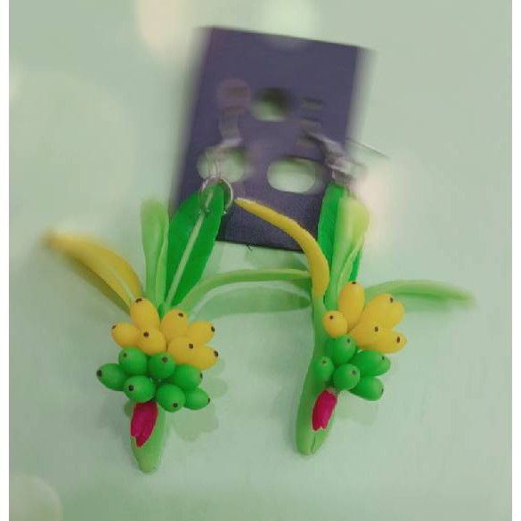 ต่างหูดินปั้นต้นกล้วย-ต้นมะพร้าว-เครื่องประดับแฟชั้น-banana-coconut-clay-handmade-earrings-accessories