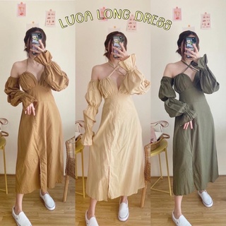 LUCA LONG DRESS | เดรสยาวแหวกอกแขนยาว / เดรสยาวคล้องคอ