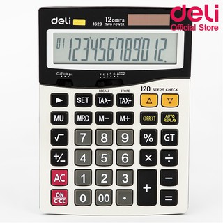 Deli 1629  120-check Tax Calculator เครื่องคิดเลขตั้งโต๊ะ มีระบบย้อนกลับ 120 ครั้ง สินค้ารับประกัน 3 ปี