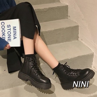 Nini35-43 รองเท้า ขนาดใหญ่ สําหรับผู้หญิง รองเท้าบูทมาร์ติน แพลตฟอร์ม สไตล์อังกฤษ 42