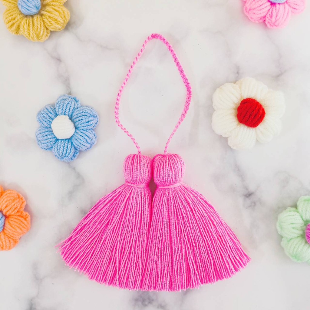 พู่diy-สีชมพูหวาน-งานสีล้วนงานพลาสเทล-ขนาด3-5-5นิ้ว