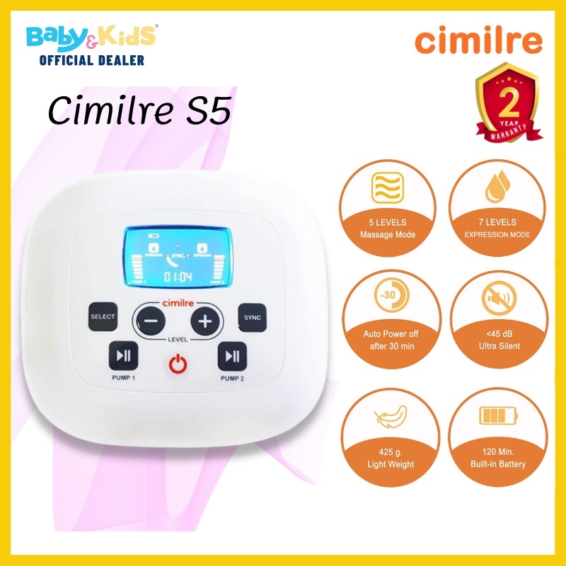 cimilre-s5-plus-เครื่องปั๊มนม-ปั๊มนม-เครื่องปั๊มนมไฟฟ้าแบบ-2-มอเตอร์-กรวย-24-มม-รับประกันศูนย์ไทย-2-ปี