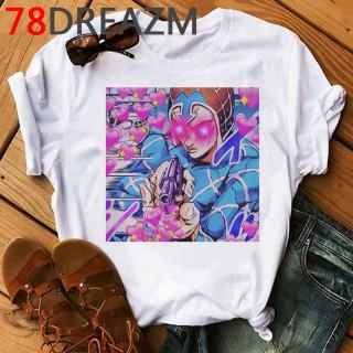 แขนสั้น เสื้อยืด jojo bizarre adventure New Sleeve Cotton Funny women Casual T-shirt Short Tshirt Shirt Summer Pattern w