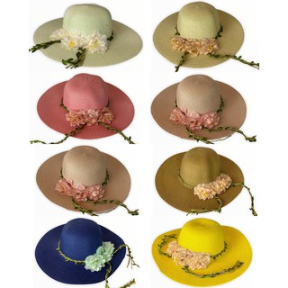 ภาพขนาดย่อของสินค้าหมวกสานปีกกว้าง  หมวกแฟชั่นตกแต่งดอกไม้ หมวกเที่ยวทะเล หมวกกันแดด หมวกสวย หมวกพกพา พับได้ พร้อมส่งจากไทย