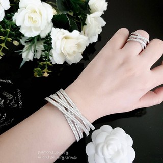 Diamond Bangle & Ring กำไลข้อมือและแหวนเข้าเซต งานเพชร CZ แท้งานเกรดไฮเอนค่ะ ตัวแหวนฝังเพชรรอบวงเต็มๆเลย